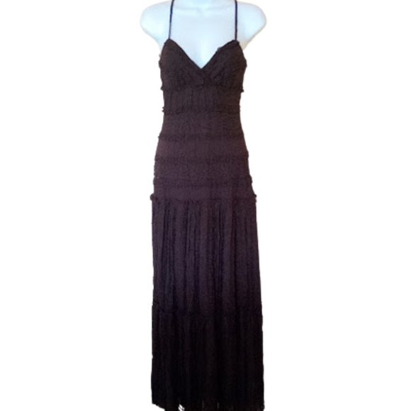 LE CHATEAU Brown Crochet Maxi Hippy Boho Dress XS NEW NWT - Picture 2 of 8